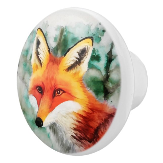 Pomo De Cerámica Whimsical Red Fox (Derecha)