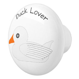 Pomo De Cerámica White Duck Design Personalised