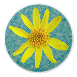 Pomo De Cerámica Wildflower amarillo fresco botánico en cualquier