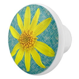 Pomo De Cerámica Wildflower amarillo fresco botánico en cualquier