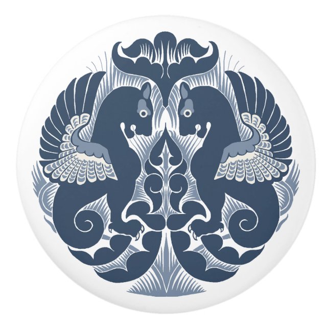 Pomo De Cerámica William De Morgan Blue Griffins Ceramic Pull (Anverso)