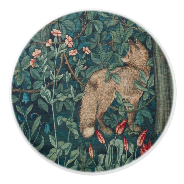 Pomo De Cerámica William Morris Forest Fox Tapestry (Anverso)