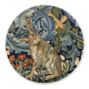 Pomo De Cerámica William Morris Forest Rabbit Floral Art Nouveau