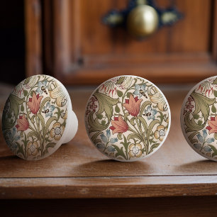 Pomo De Cerámica William Morris Lily Art Nouveau Floral