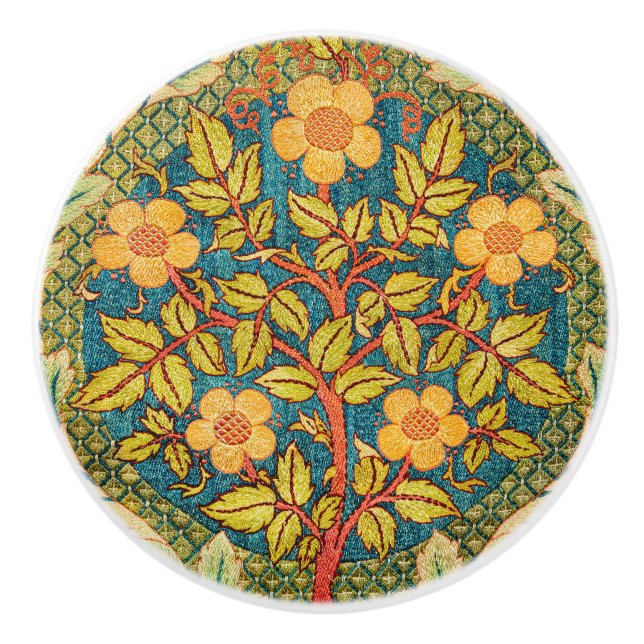 Pomo De Cerámica William Morris Rosa Wreath: Arte y artesanía clási (Anverso)