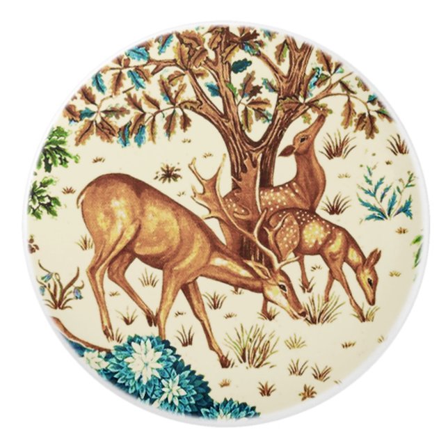 Pomo De Cerámica William Morris venado por un beige de tocino brook (Anverso)