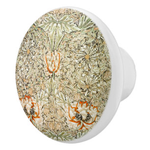 Pomo De Cerámica William * Morris Vintage Botánico Rust Green  