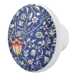 Pomo De Cerámica William Morris Vintage Floral Tulip Azul Blanco Ro