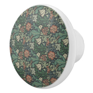 Pomo De Cerámica William Morris Vintage Pink Green Compton