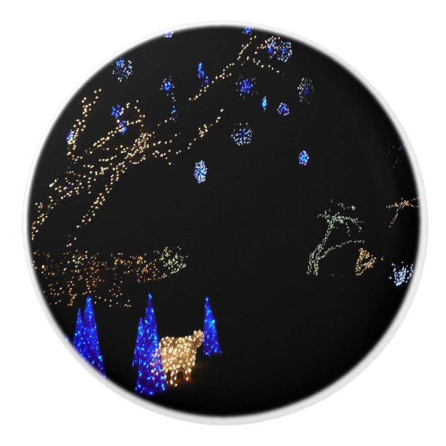 Pomo De Cerámica Winter Wonderland ilumina vacaciones azules y blan (Anverso)