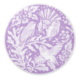 Pomo De Cerámica Wisteria Púrpura Pájaro Floral Leaf Woodland Bonit