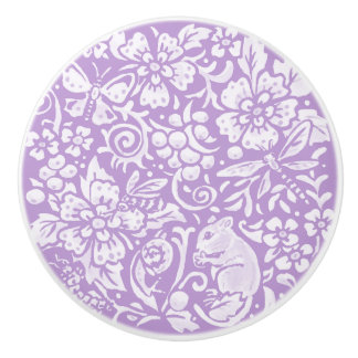 Pomo De Cerámica Wisteria Ratón Púrpura Inspira Bosque