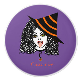 Pomo De Cerámica Witch Thunder_Cove con cabello rizado