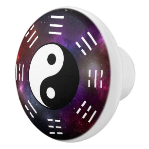 Pomo De Cerámica Yin Yang con Bagua Trigram Símbolos I-Ching Cerami
