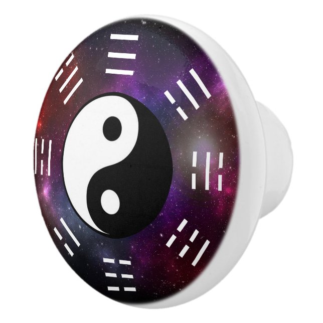 Pomo De Cerámica Yin Yang con Bagua Trigram Símbolos I-Ching Cerami (Derecha)