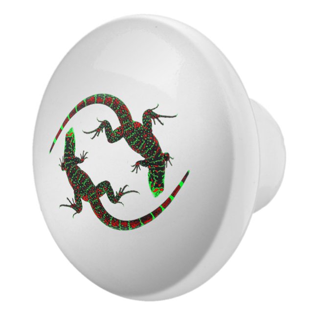 Pomo De Cerámica Yin Yang Lizards Silver (Derecha)