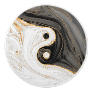 Pomo De Cerámica Yin Yang Mármol Líquido