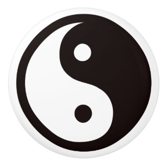 Pomo De Cerámica Yin-Yang negro/blanco