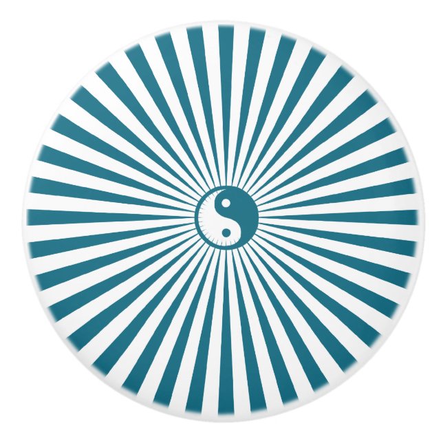 Pomo De Cerámica Yin-Yang Sun Wheel-Blue/White (Anverso)