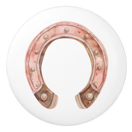 Pomo De Cerámica Zapato rosado de caballo occidental