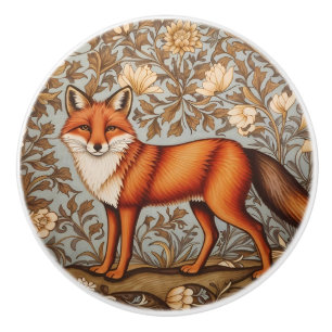 Pomo De Cerámica Zorro Caminando Inspirado en William Morris