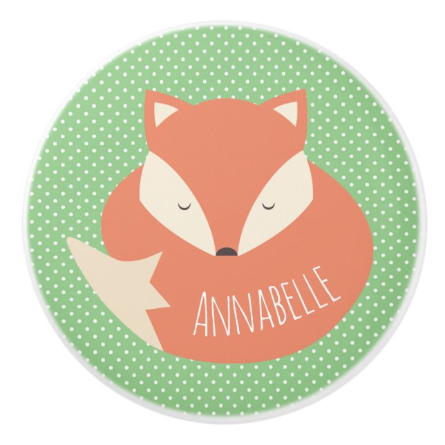 Pomo De Cerámica Zorro dormido lindo personalizado personalizado (Anverso)