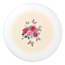 Pomo de drenaje de cerámica - floral