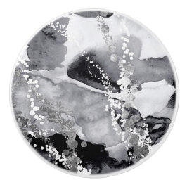 Pomo de empuje de cerámica negra, blanca y gris