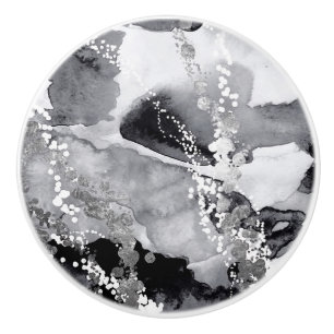 Pomo de empuje de cerámica negra, blanca y gris