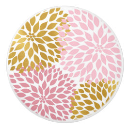 Pomo de gamberro floral de Dahlia de oro rosa