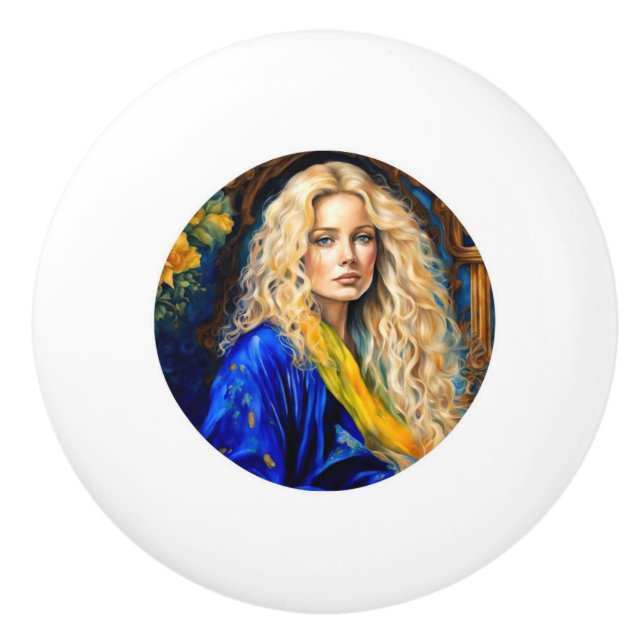 pomo de la puerta de la manecilla de cerámica - az (Anverso)