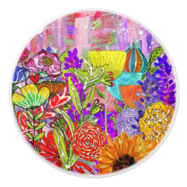 Pomo de la puerta de surtido de flores caprichosas