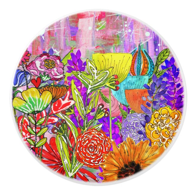 Pomo de la puerta de surtido de flores caprichosas (Anverso)