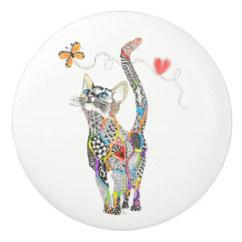 Pomo de la puerta del gato, suave y colorido