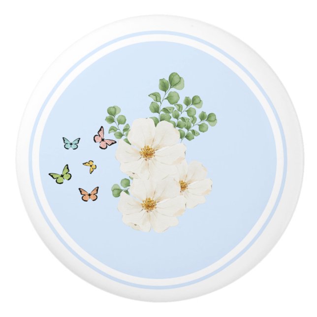 Pomo de puerta de cerámica - Floral (Anverso)