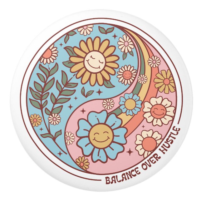 pomo de puerta de cerámica - floral (Anverso)