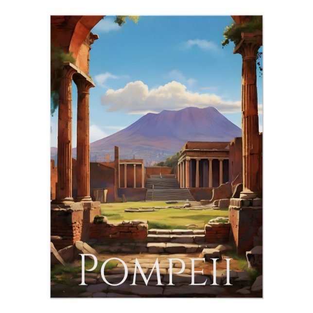 Pompeii Italy Travel Poster (Anverso)