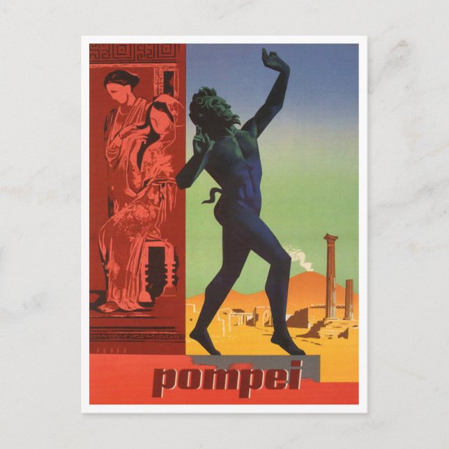 Pompeya, Italia, tarjeta postal de viaje de época (Anverso)