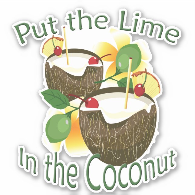 Pon la lima en el Pegatina del vinílico de coco (Anverso)