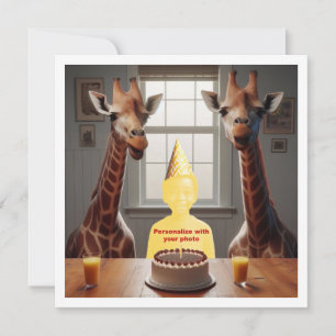 Pon mi cara en la foto, jirafa y tarjeta de niño