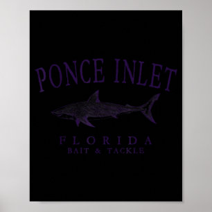 Ponce inlet florida tiburón arte vintage ciruela p