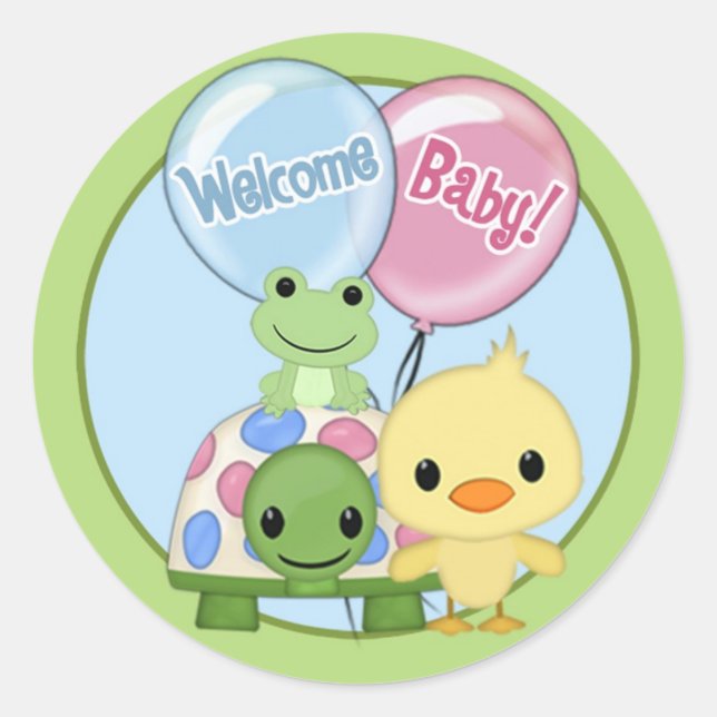 Pond Pals Duck pegatina de Baby Shower PPL-N#3A to (Anverso)