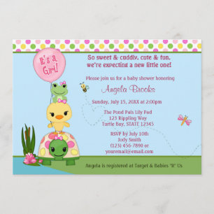 Pond Pals Invitación Baby Shower CHICAS de rana pa