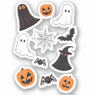 Poner pegatinas de Hallowin, calambres, tela, arañ