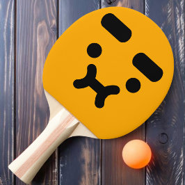 Pong Cara de naranja confundida y linda pala de Ping Po