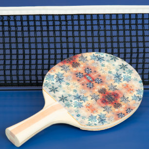 Pong Patrón de copos de nieve vintage - Pala de Ping Po