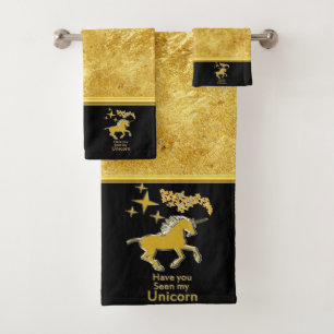Poni unicornio de Relieve metalizado dorado con es