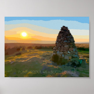Pontarddulais Montaña vista paisaje vectorial arte