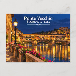 Ponte Vecchio Florencia Italia Postal Nocturna