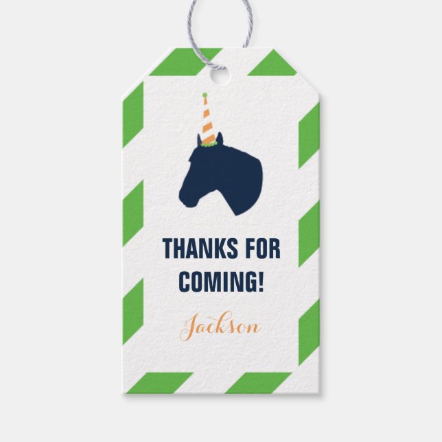 Pony Fiesta Personalizado Etiqueta de regalo Verde (Anverso)